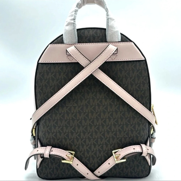 Michael Kors Medium Jaycee Zip Packet Backpack Brown/Powder Blush - Picture 5 of 14